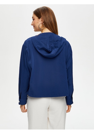 Faik Sönmez Astarsız Kapişonlu Comfort Fit Trençkot S25tnc012 Us25tnc01220 Lacivert