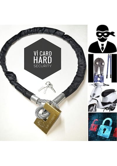 Vi Caro 1.5 Metre 10 Mm Kalınlık Çelik Halat Motorsiklet Zincir Kilit Motor Kilidi