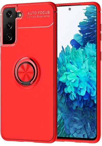 Kilifone - Galaxy S21 Plus Uyumlu Kılıf Koruyucu Yüzüklü Karbon Ravel Silikon Kapak - Siyah-rose Gold - T16047