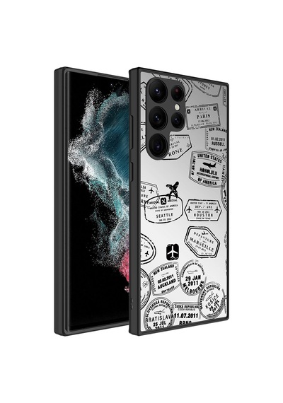 Samsung Galaxy Uyumlu S22 Ultra Kılıf Aynalı Desenli Kamera Korumalı Parlak Zore Mirror Kapak - Kalp