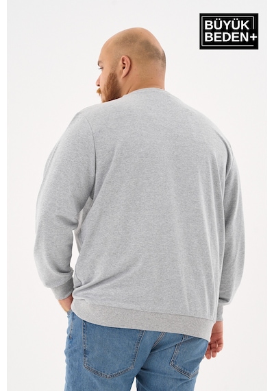 Superlife Erkek Büyük Beden Bisiklet Yaka İnce Sweatshirt Regular Fit %64 Pamuklu Spr26bsw956 Açık Gri Melanj