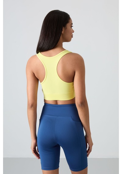 Tommy Life Limon Sırt Detaylı Dar Kalıp U Yaka Kadın Spor Büstiyer - 97120 Sarı