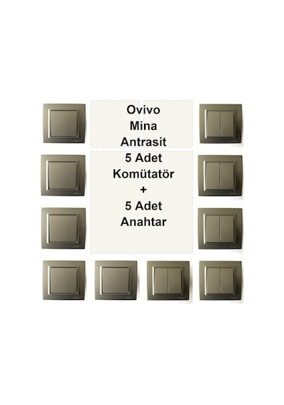Ovivo Mina Antrasit 5 Adet Komütatör + 5 Adet Anahtar