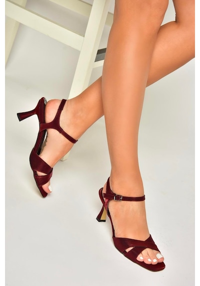 Fox Shoes U569521314 Bordo Sim Alçak Topuklu Kadın Ayakkabı Bordo