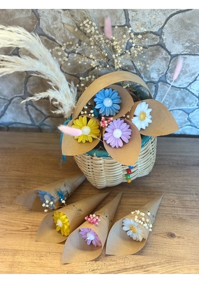 Bernami Vazo Pinterest Kişiye Özel Düğün Nişan Söz Hediyelik Papatya Kokulu Buket Mum Çok Renkli - 10 Adet Diğer