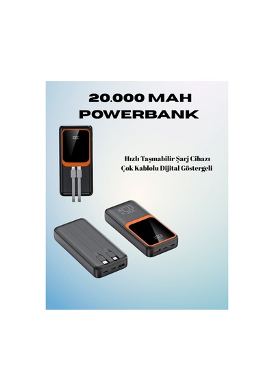 20000 Mah Powerbank Çok Kablolu Dijital Göstergeli Yüksek Hızlı Şarj Cihazı - Hs08376544-6 Renkli Renkli