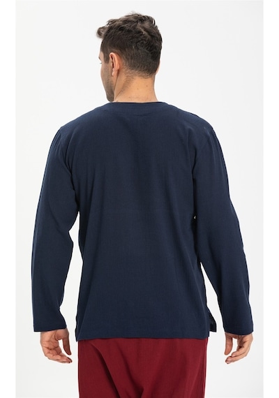 Uzun Kol Şile Bezi Bisiklet Yaka Bahriyeli Erkek T-Shirt Lacivert