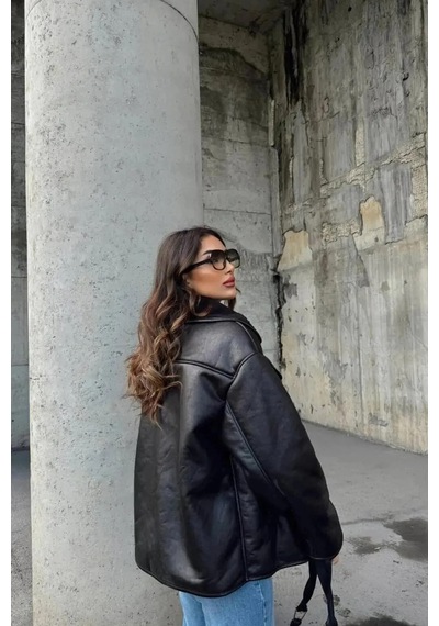 Candybia Kadın Siyah Oversize Ceket Siyah Siyah