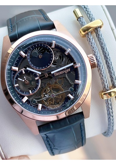 Slazenger Otomatik Seri Mehtap Ve Güneş Kadranlı İtalyan Bileklik Hediyeli Erkek Kol Saat Esl.2559.6 Rose Gold