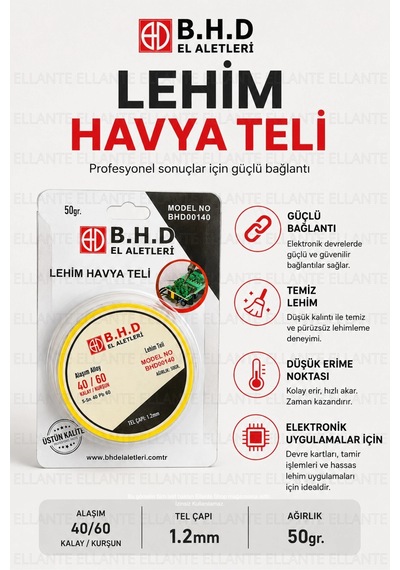 Lehim Havya Teli 50 Gr 1.2mm 40/60 Kalay Kurşun Lehim Teli Elektronik Devre Pcb Tamir Ve Montaj