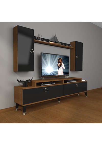 Decoraktiv Ekoflex 7 Mdf Gold Tv Ünitesi Tv Sehpası Ceviz - Siyah