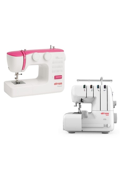Elmas Tr360 Pembe Dikiş Makinesi Ve 328 Ev Tipi 4 İplik Overlok Makinesi Pembe