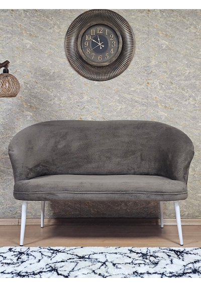 Zafir İkili Teddy Beyaz Boyalı Sivriltme Ayak Çay Seti Koltuk İkili Berjer , Balkon, Salon, Ofis Kahverengi