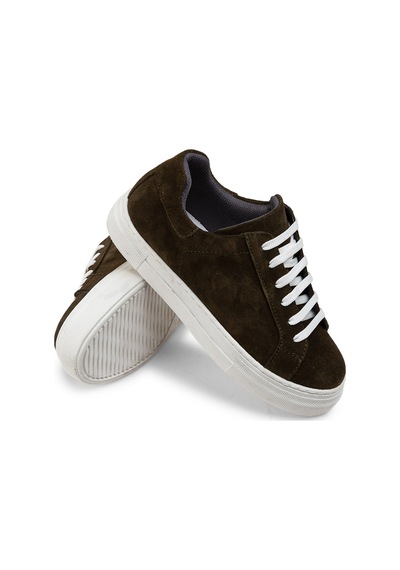 Deery Hakiki Süet Haki Sneaker Kadın Ayakkabı - Z1681Zhakc08 Haki