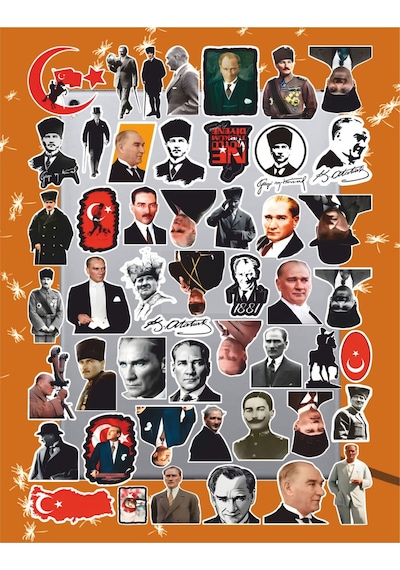 Mustafa Kemal Atatürk Seri 2 Sticker Seti Laptop Ajanda Pc Tablet Telefon Defter Etiket Bullet Diğer