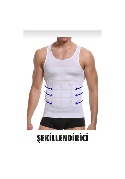Nanotech Erkek Atlet Korse Atlet Bel Göğüs Göbek Jinekomas Toparlayıcı Dik Duruş Korse Beyaz