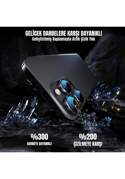 Acex İphone 14/14 Plus/16e/17e Kamera Lens Koruyucu Temperli Cam Kamera Koruma Darbeye Dayanıklı Yüksek Şeffaflık Kamera Lens Koruyucu Siyah