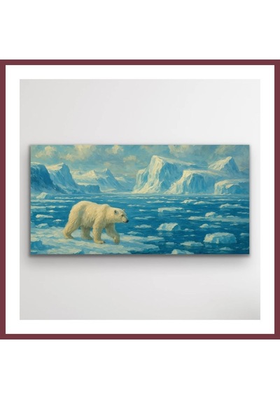 Storeşahin Yalnız Kutup Ayısı Kanvas Tablo 60x120cm Shn0720 Çok Renkli