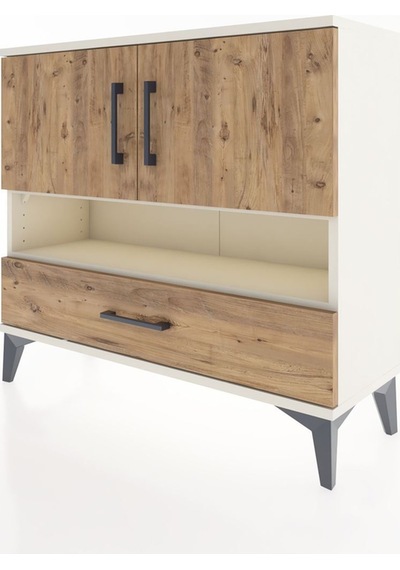 Arges Şifonyer 3 Raflı Tek Çekmeceli 2 Kapaklı 88x30x80 Aytaşı-çam Aytası