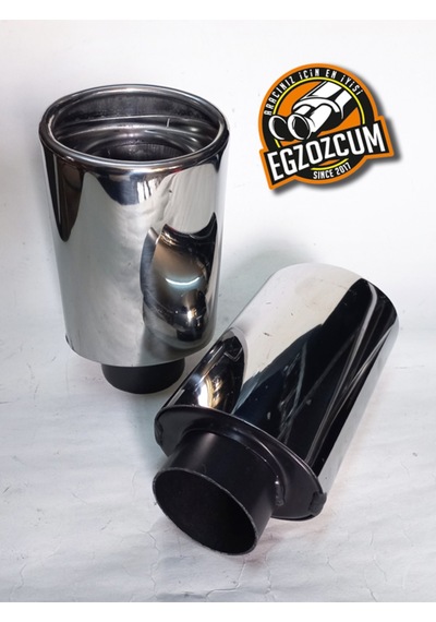 51 Mm Tekli Krom Oval Uzun Yassı Kesik Dolu Sessiz Egzoz Ucu Eksoz 1 Adet--egzozcum