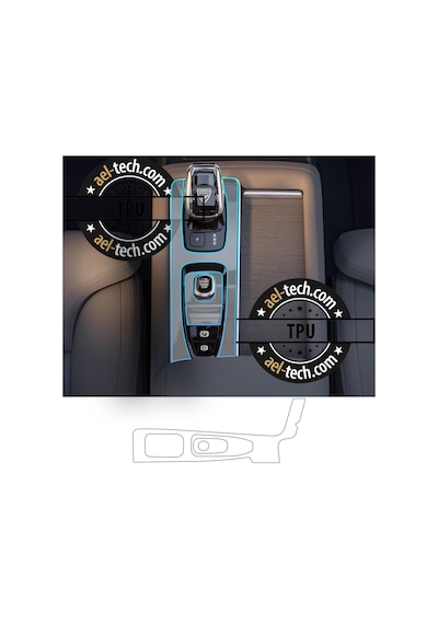 Volvo Xc90 Uyumlu Vites Etrafı Piano Black Tpu Koruyucu 2019-2026