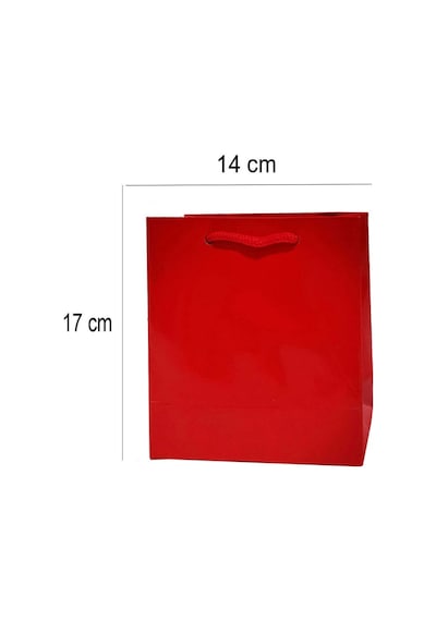 14X17 Cm Kırmızı Renk Tutma Ipli 25 Li Karton Çanta