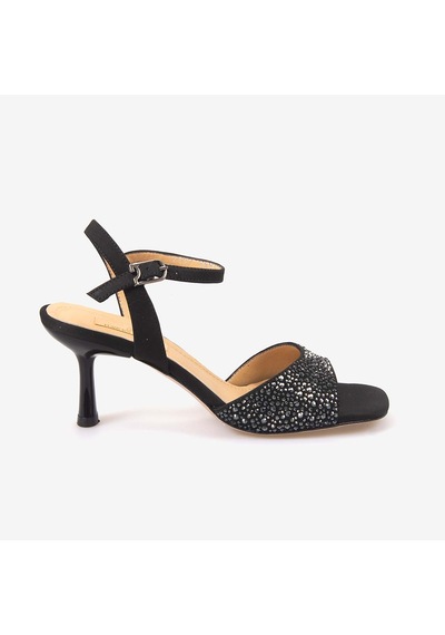 Hawen Angels Kadın Kösele Taban 7,5cm Topuklu Saten Gece & Abiye Ayakkabı 6895-26-v1 siyah