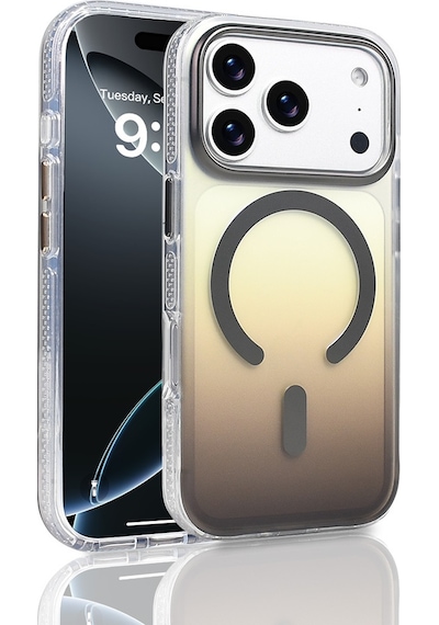 Apple Uyumlu iPhone 17 Pro Kılıf M-safe Şarj Özellikli Transparan Renk Geçişli Zore Toros Kapak Gri