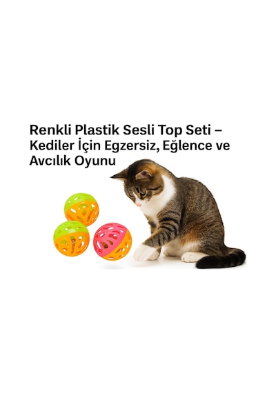 4 Lü Zilli Kedi Oyuncak Topu Renkli Plastik Sesli Top Seti Kediler İçin Egzersiz, Eğlence Ve Avcılık Oyunu