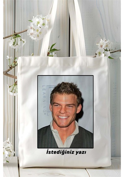 Art Hediye Alan Ritchson Baskılı Bez Çanta Omuz Çantası Kişiye Özel Desen 2 Çok Renkli