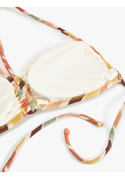 Koton Boyundan Bağlama Detaylı Desenli Straplez Bikini Üstü Pınk Strıpe 5sak10221mm Pembe Çizgili Koton Boyundan Bağlama Detaylı Desenli Straplez Bikini Üstü Pınk Strıpe 5sak10221mm Pembe Çizgili