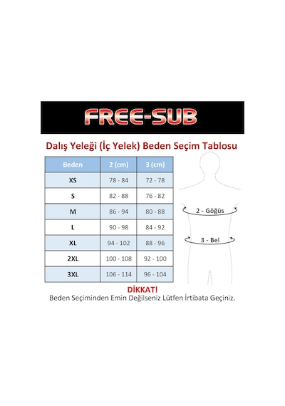 Free-Sub 3Mm Göğüs Pedli Smooth Dalış Yeleği - (Iç Yelek) Çok Renkli