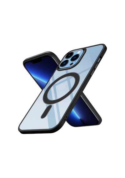 Apple Uyumlu iPhone 12 Pro Max Kılıf Wireless Şarj Özellikli Zore Krom M-safe Silikon Kapak Siyah
