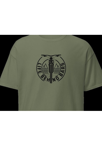 Wildstyle Life Behind Bars Bisiklet Gidon Esprili Bisikletçi Baskılı Unisex Bisiklet Yaka Pamuklu Tişört Haki