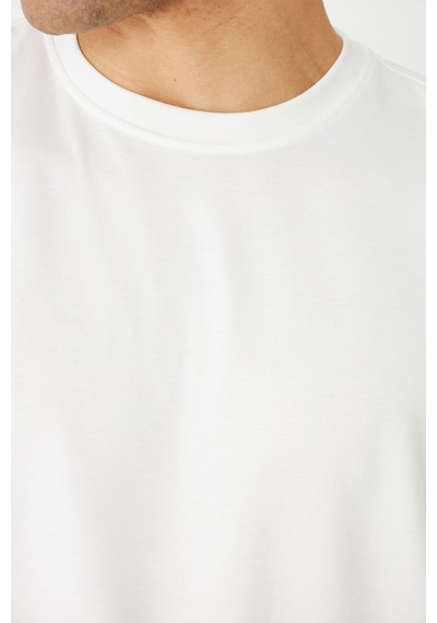 White Stone Beyaz Basic Bisiklet Yaka Erkek Sweatshirt Beyaz