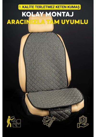 Seat Ateca 2016 Sonrası Terletmez Kaymaz Keten Oto Minder Kılıf Komple Set 7 Parça Füme Ön Ve Arka