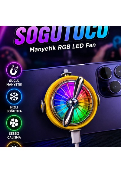 Manyetik Rgb Led Telefon Soğutucu Fan
