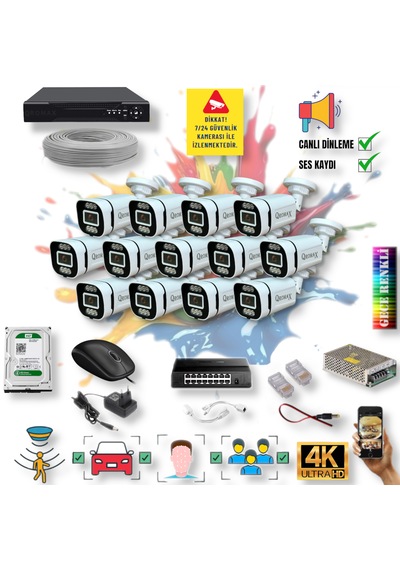 13 Kameralı Ip Set Yapay Zeka Özellikli Gece Renkli Sesli Ip 4386 13 Kameralı Ip Set Yapay Zeka Özellikli Gece Renkli Sesli Ip 4386