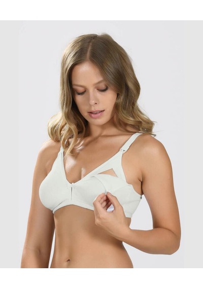 Pamuklu Dikişsiz Kapsız Balensiz Seamless Emzirme Sütyeni -3581 Ekru