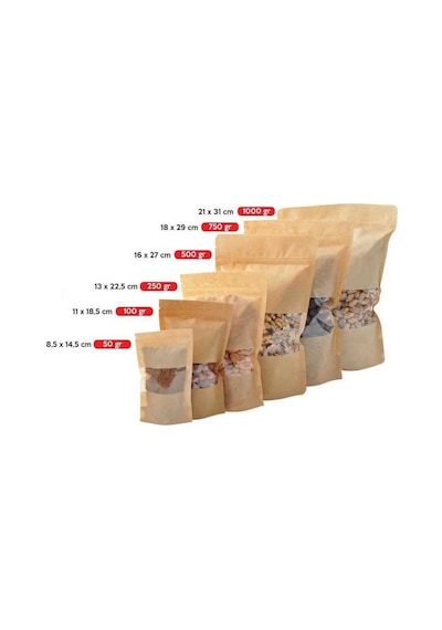 Pencereli Kraft Doypack 16X27 Cm - 100 Adet N11.961 Pencereli Kraft Doypack 16X27 Cm - 100 Adet N11.961