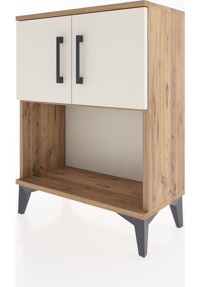Arges Komodin 2 Raflı 2 Çekmeceli 2 Kapaklı 60x30x80 Çam-aytaşı Çam