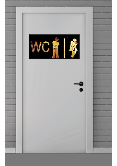 Tuvalet Wc Tabelası Gold-siyah Pleksi 30x15 Cm Numa Concept