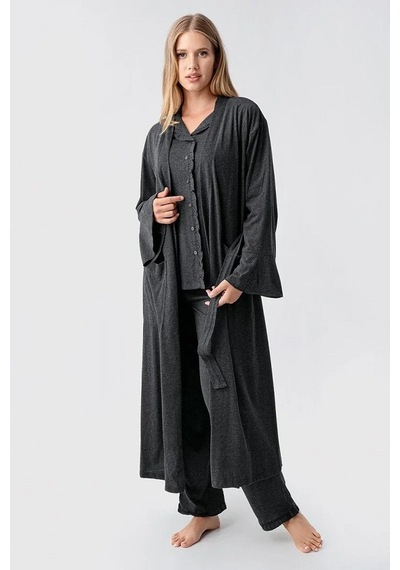 Artış Collection Artış 23112 Lohusa Pijama Takımı Antrasit Gri