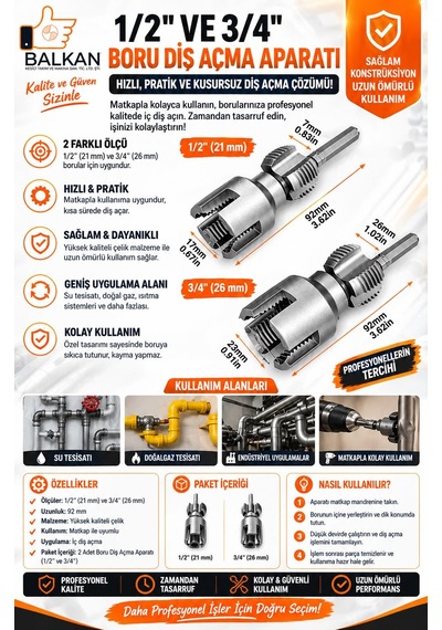 Fett Pprc Pvc Boru İç Ve Diş Açma Aparat Seti