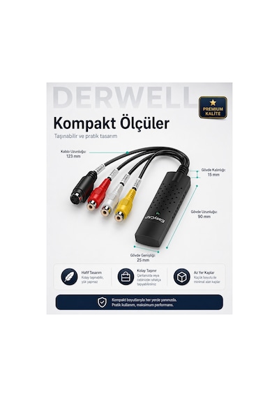 Yeni 2026 Easycap Usb 2.0 Av Analogdan Dijitale Video Ses Yakalama Ve Kayıt Kartı - Kamera Kaset Vcd Dvd Laptop Masaüstü Bilgisayar Uyumlu Dönüştürücü Adaptör