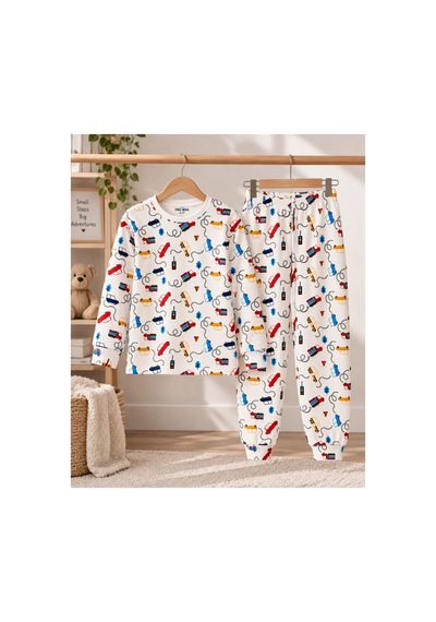 Free Beka Araba Desenli Bisiklet Yaka %100 Pamuklu İnterlok Kumaş Erkek Çocuk Uzun Kollu Pijama Takımı Çok Renkli Free Beka Araba Desenli Bisiklet Yaka %100 Pamuklu İnterlok Kumaş Erkek Çocuk Uzun Kollu Pijama Takımı Çok Renkli