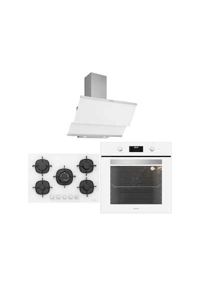 Silverline BO6502W02 - CS5365W01 - 3420 Classy 60 Beyaz Cam Ankastre Set
