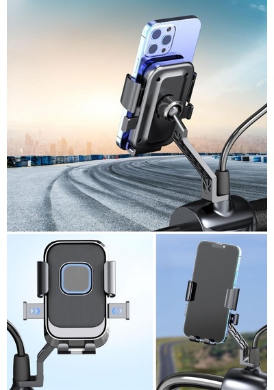 Buffer Motor,motosiklet,bisiklet ,scooter İçin 360 Derece Dönebilen Dikiz Aynası Versiyonu Telefon Tutucu Aparat Renkli