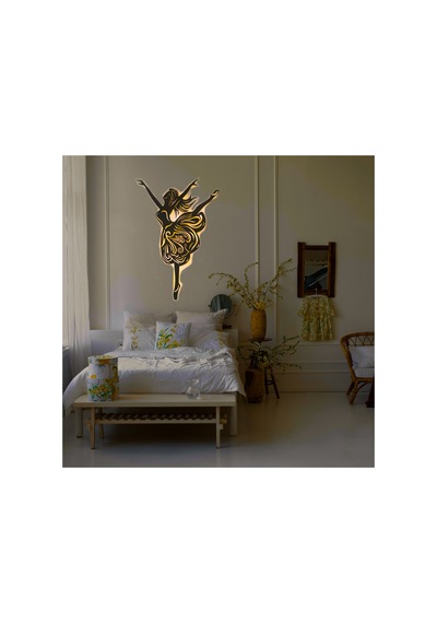 Led Işıklı Kadın Ve Dans Temalı Tablo Alina Balerin Dekoratif Tablo Gece Lambası Sarı - 737257010 Sarı