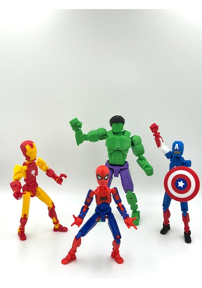 Hulk, Ironman, Captain America Spiderman Avengers Dörtlü Marvel Kahraman 3d Baskı Dummy Figür Set Avengers Karakterleri